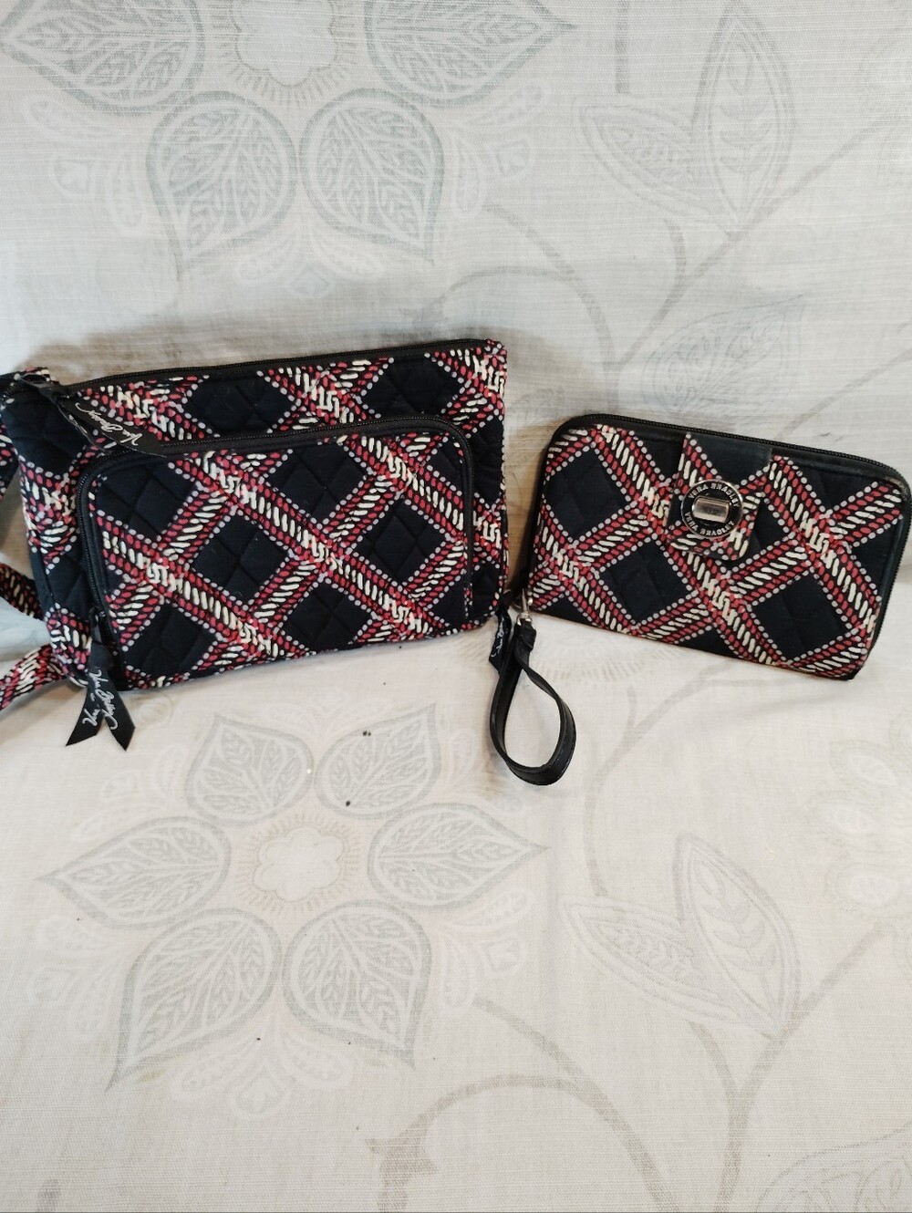 Vera Bradley Black Crossbody with Red & White Plaid Accents